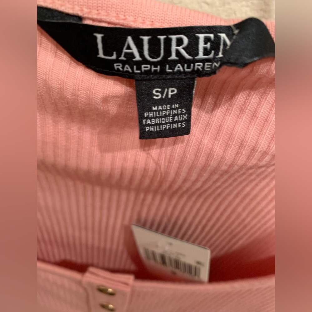 FINAL PRICE NWT Ralph Lauren Henley: Pink Blush, 3 Golden Buttons, Round Neck, S - Picture 5 of 8